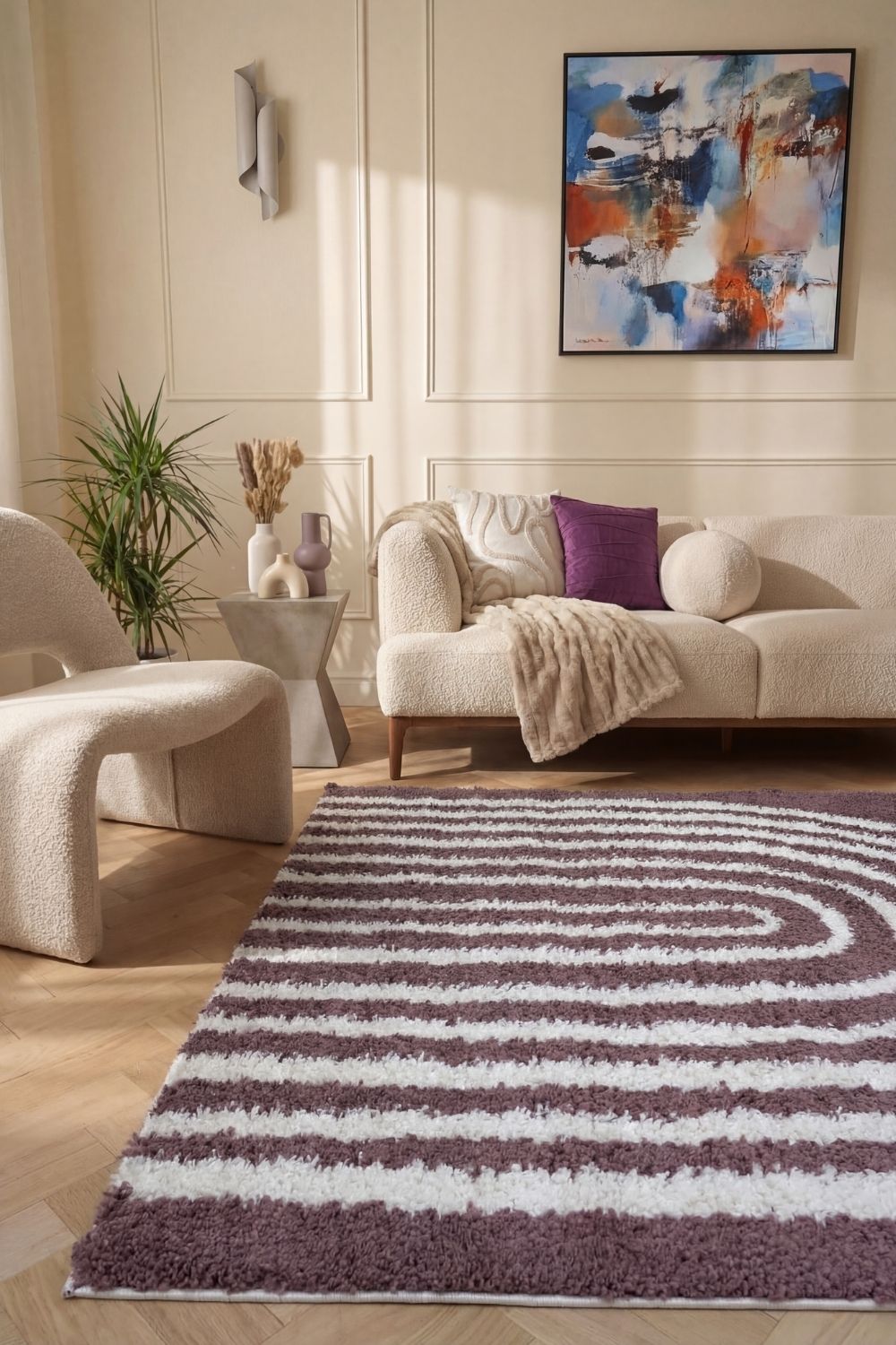 Moodi Shaggy Purple Velvetine Rug - PN Home