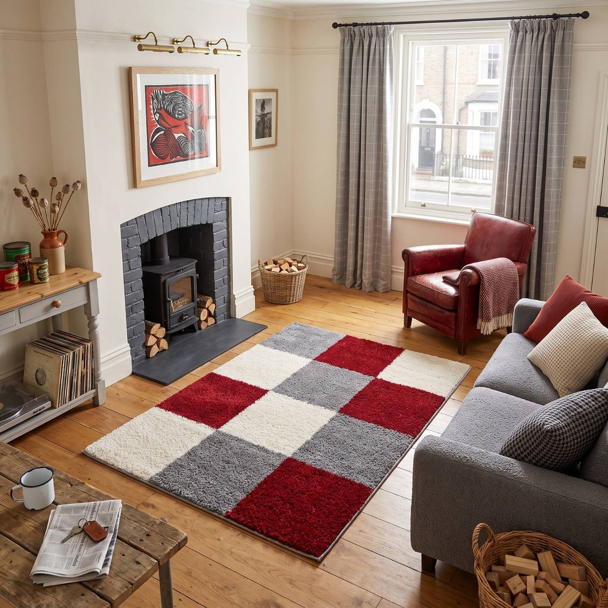Myshaggy Geometric Red Rug