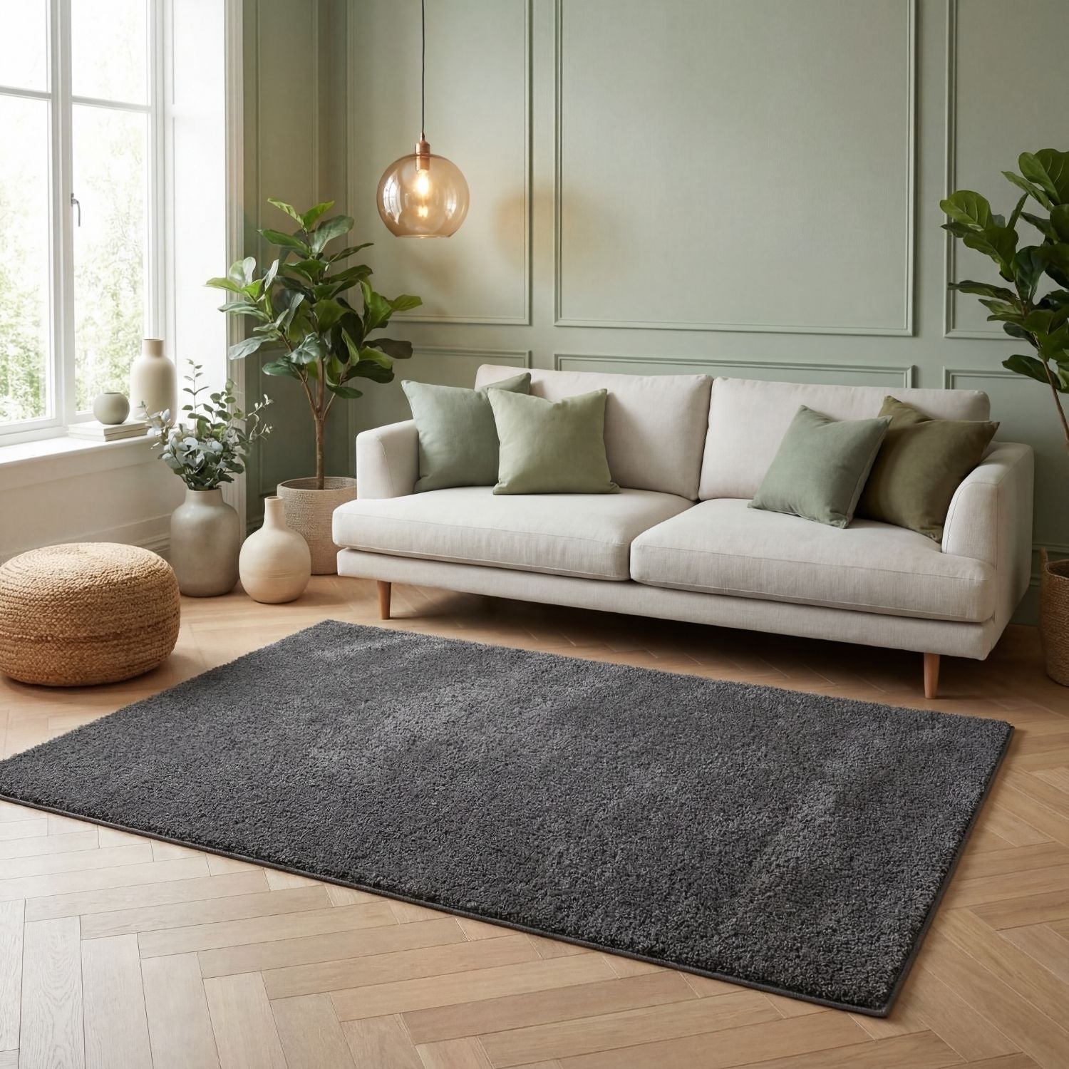 Myshaggy Solid Dark Grey Rug - PN Home