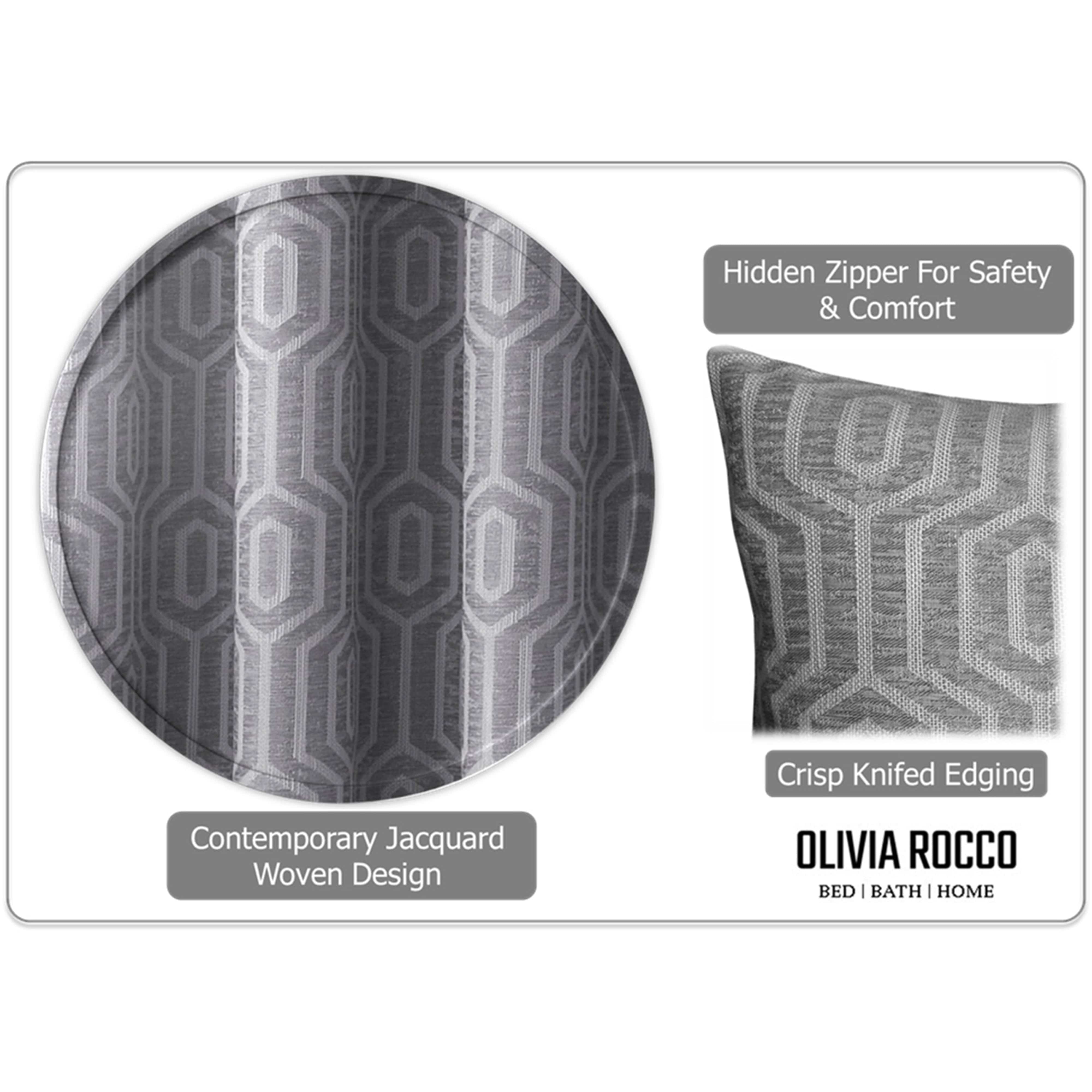 OLIVIA ROCCO Paris Cushion Covers 2 Pack Modern Grey Square Decorative Cushions Super Soft Bedroom Refresh Accent