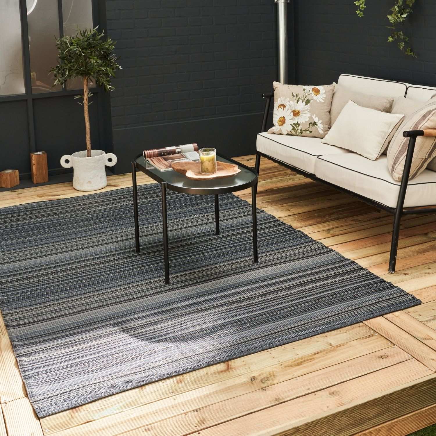 Rainbow Outdoor Rug Dark Grey | 1020 - PN Home