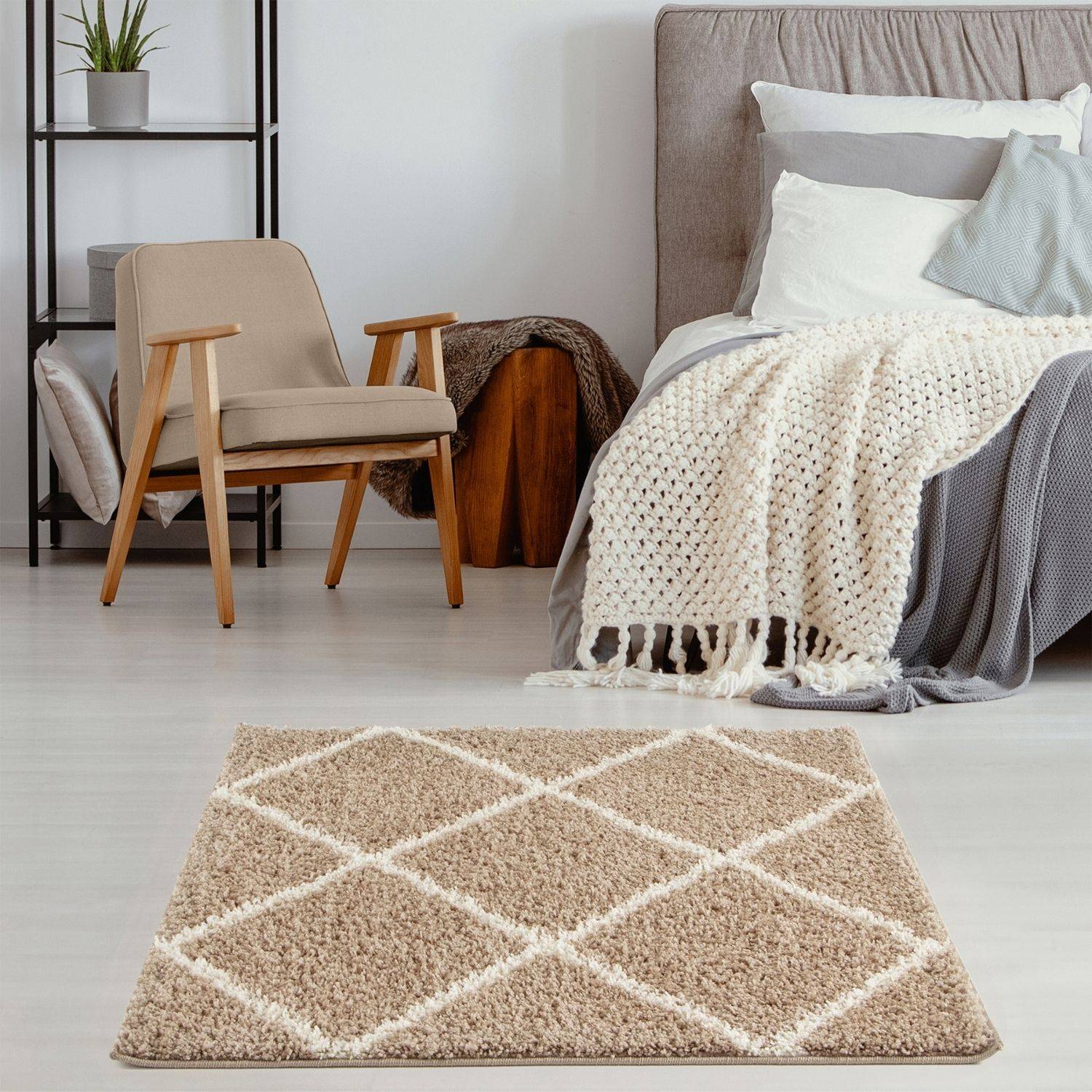 Moroccan Beige Shaggy Rug | 520 - PN Home