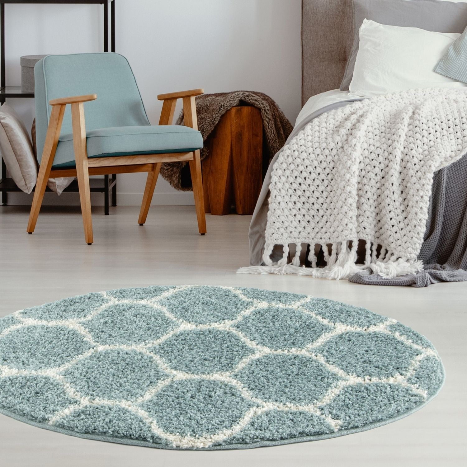 Moroccan Duck Egg Blue Shaggy Rug | 650 - PN Home