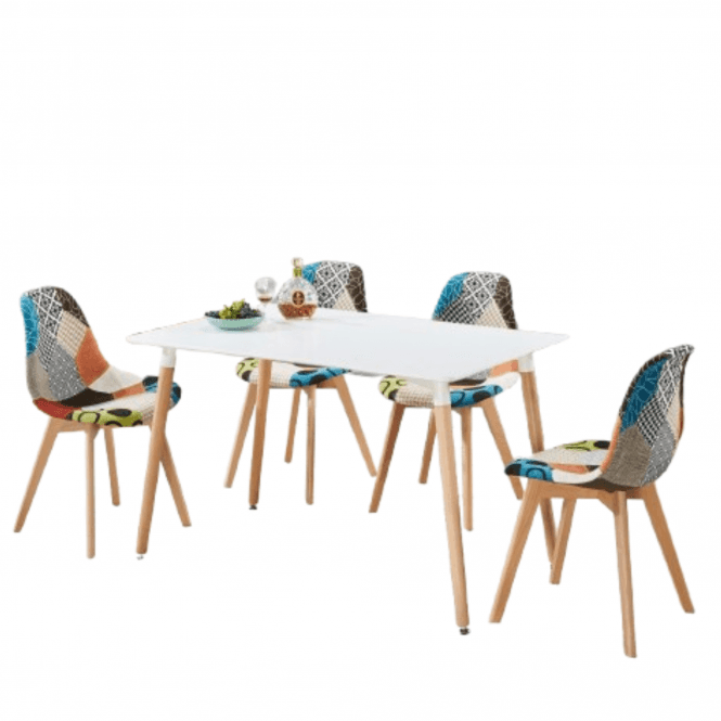 Patchwork Halo Dining Table Set Set 4 Patchwork Retro Chairs & Halo Dining Table w Solid Wooden Legs