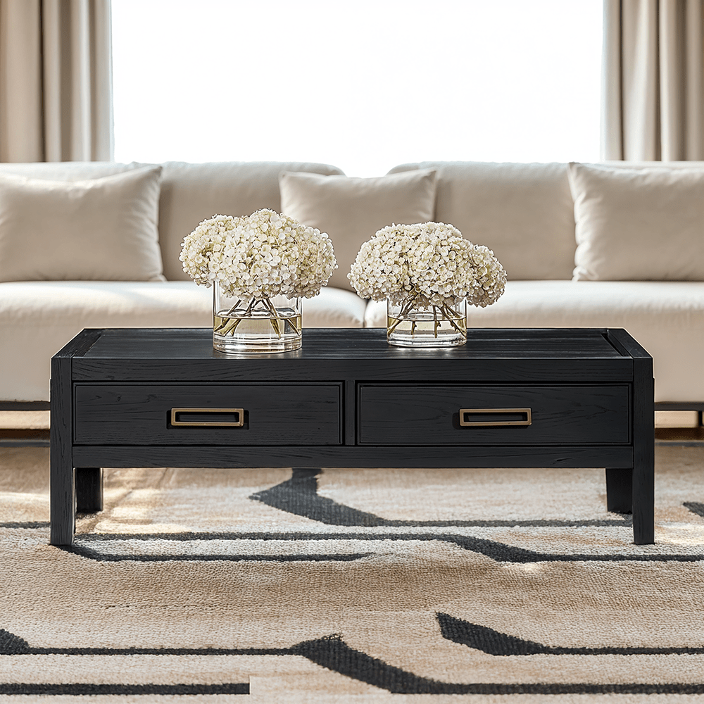 Soho Black Oak Veneer 2 Drawer Coffee Table