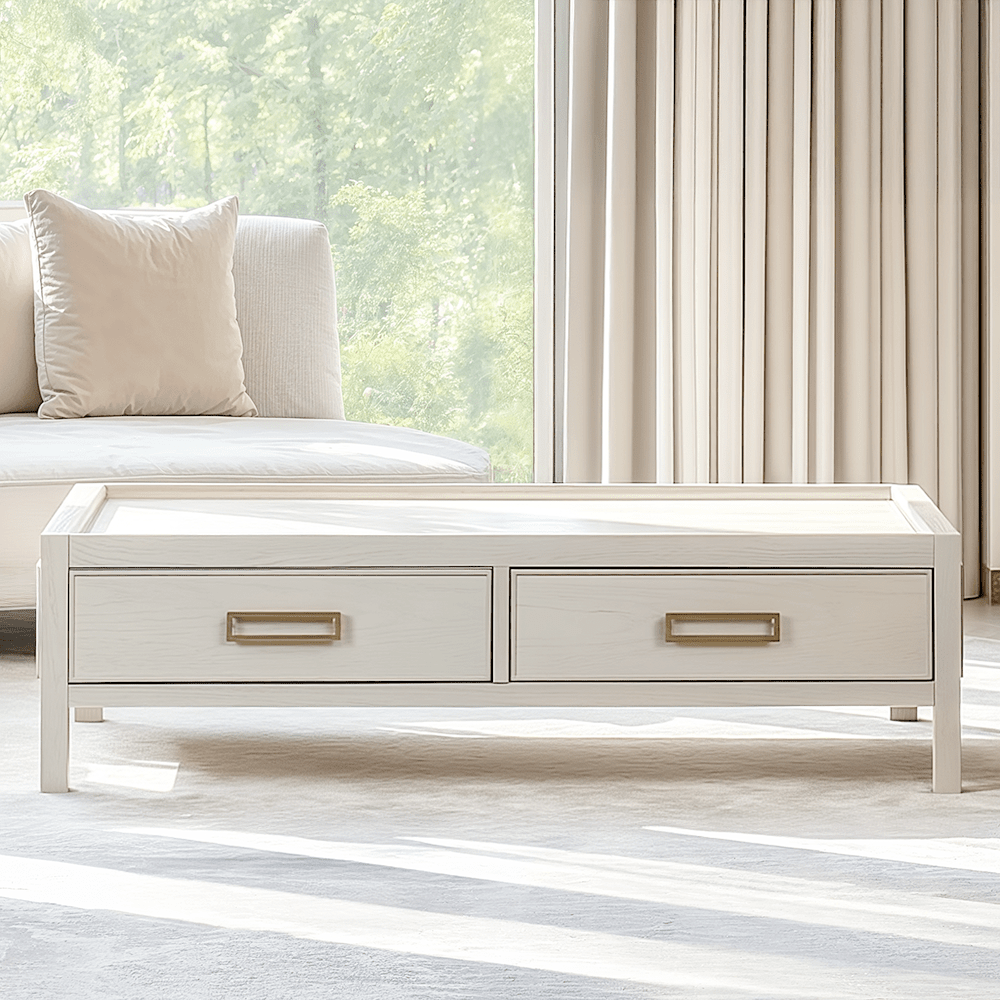 Soho Cream Oak Veneer 2 Drawer Coffee Table