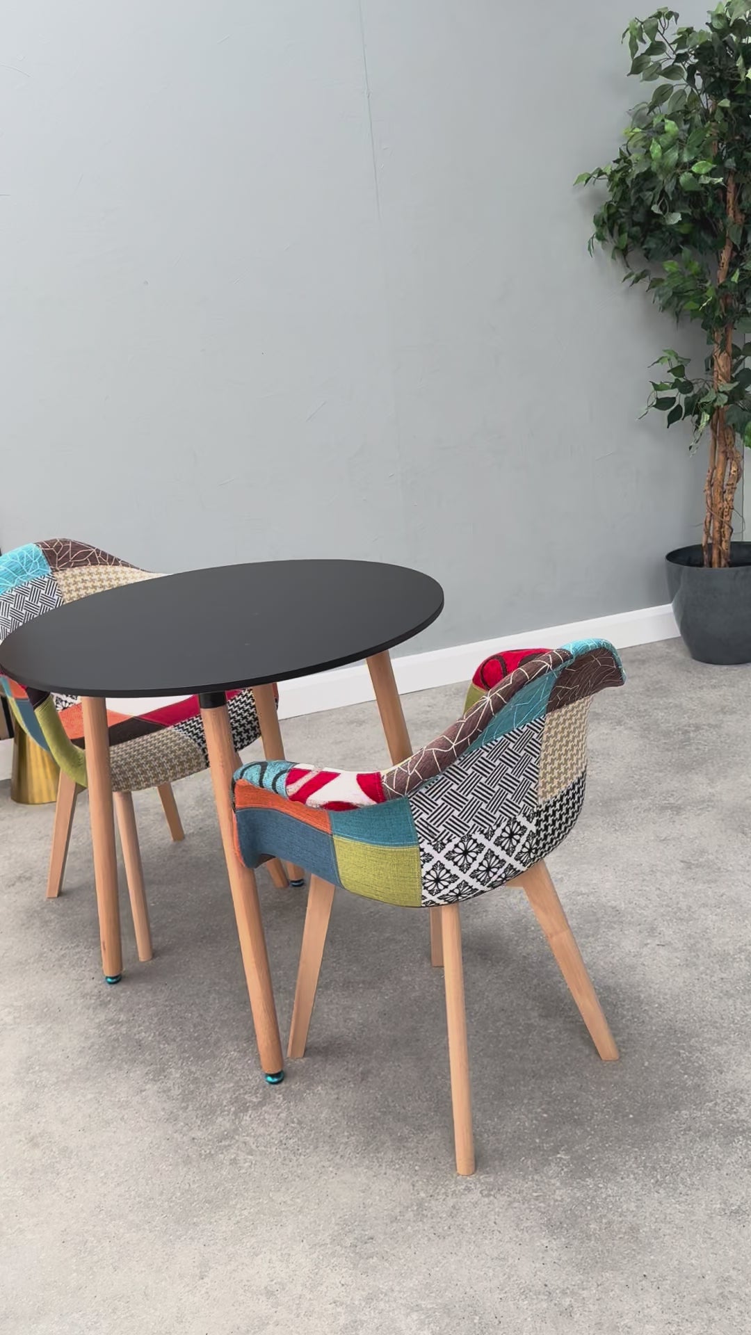 Patchwork Dining Table Set for 2 | Halo Round Table