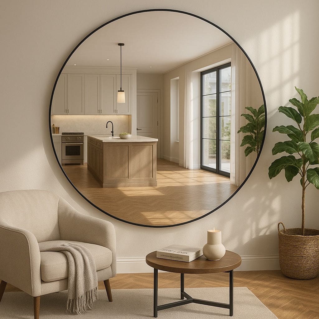 Rei - Large Round Black Metal Circle Mirror - 180cm x 180cm - PN Home