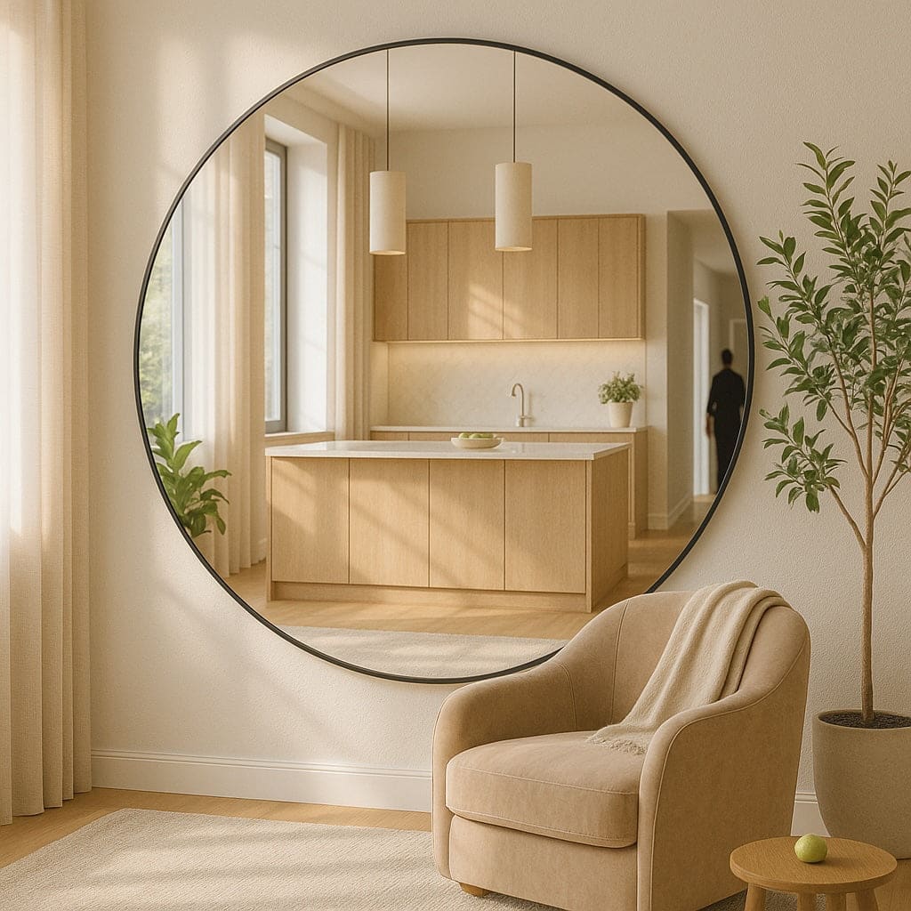 Rei - Large Round Black Metal Circle Mirror - 180cm x 180cm - PN Home