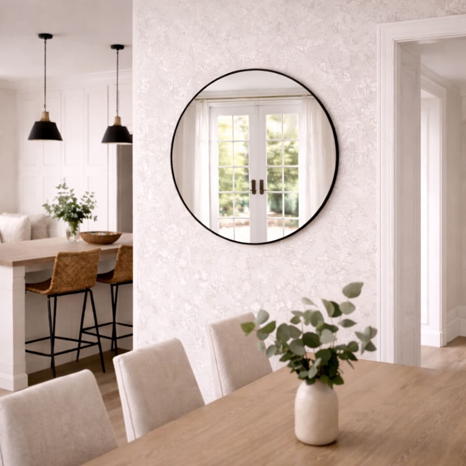 Rei - Round Black Metal Circle Mirror - 70cm x 70cm - PN Home