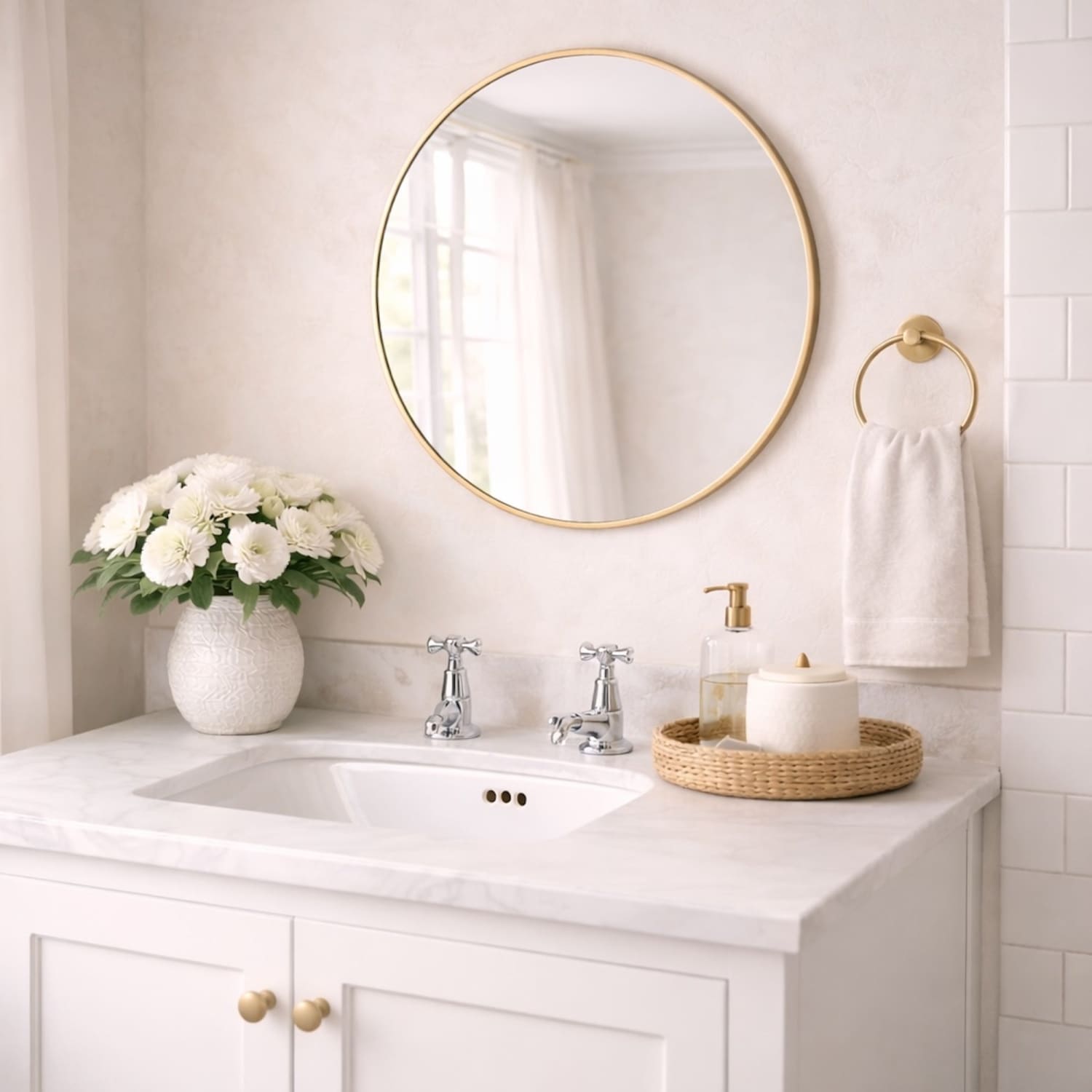 Rei - Round Gold Metal Circle Mirror - 50cm x 50cm - PN Home