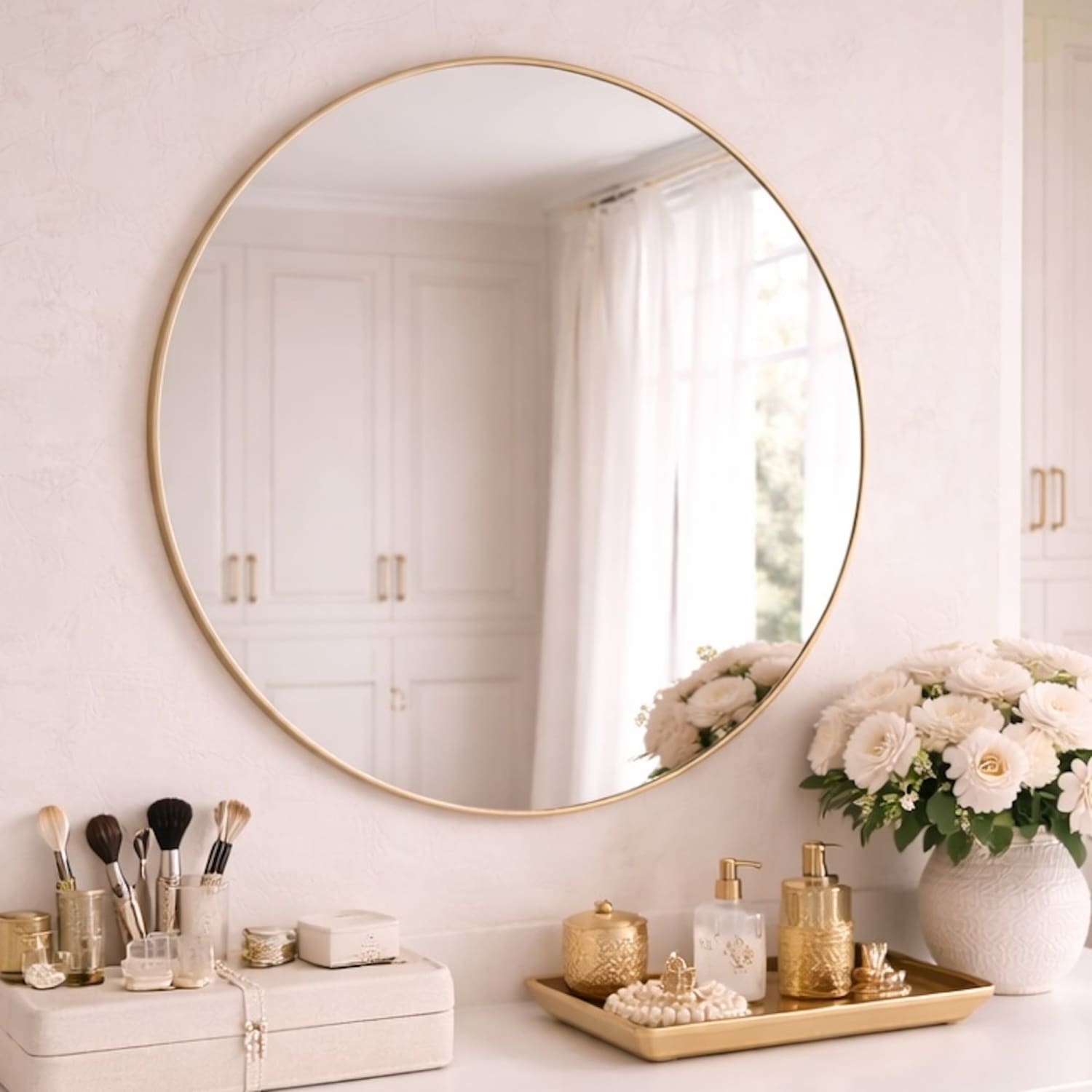 Rei - Round Gold Metal Circle Mirror - 70cm x 70cm - PN Home