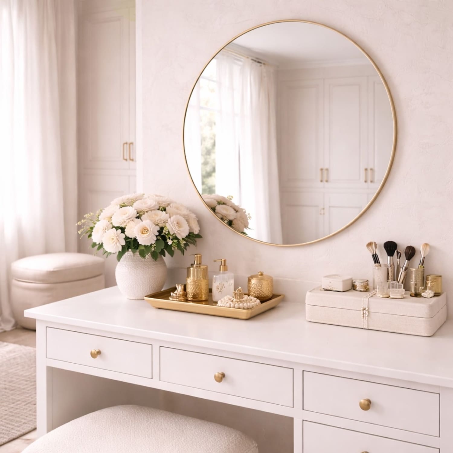 Rei - Round Gold Metal Circle Mirror - 70cm x 70cm - PN Home