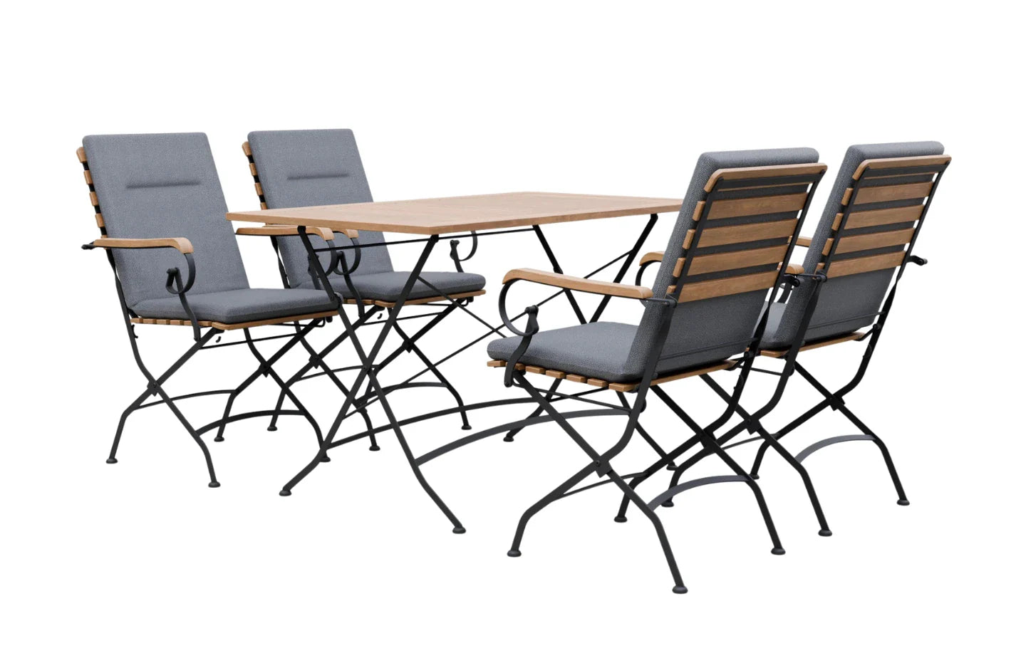 Sicily 4 Seater Teak and Wrought Iron Rectangular 120cm Garden Dining Set - PN Home
