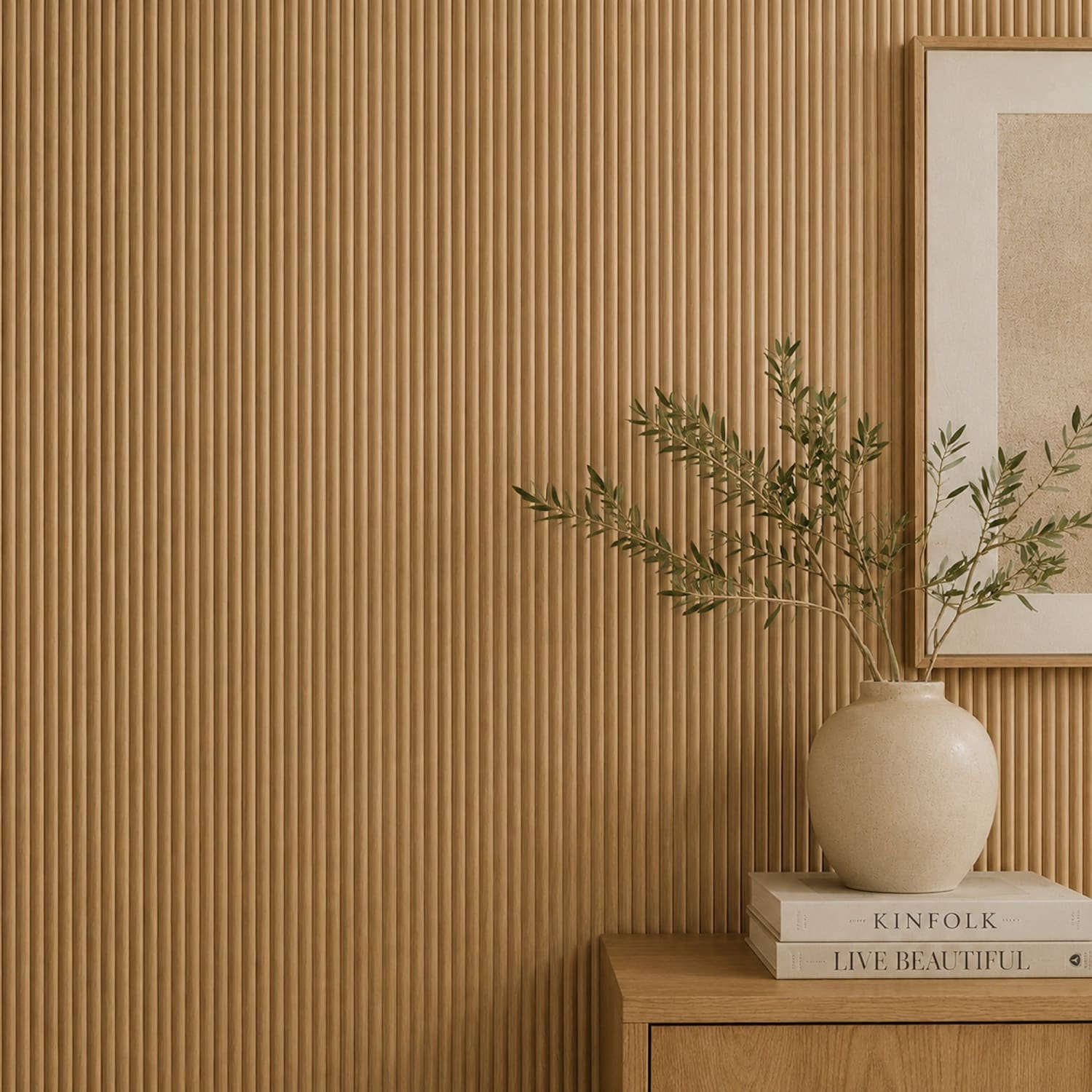 Small Fluted Mini Ribbed Wall Panels in Natural Oak - 240cm x 60cm