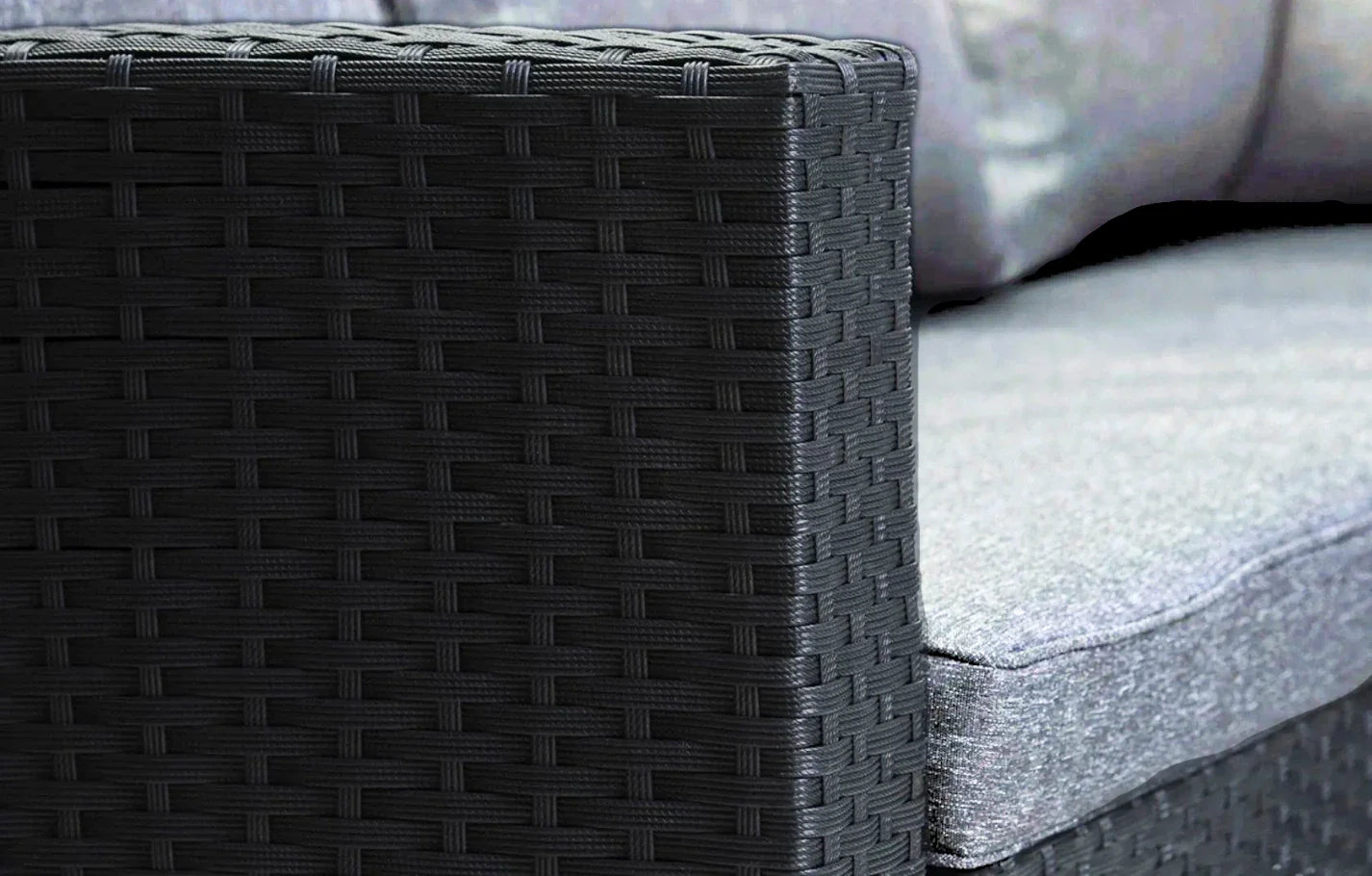 Stockholm 6 Seater Black Rattan Corner Garden Dining and Lounge Set - PN Home