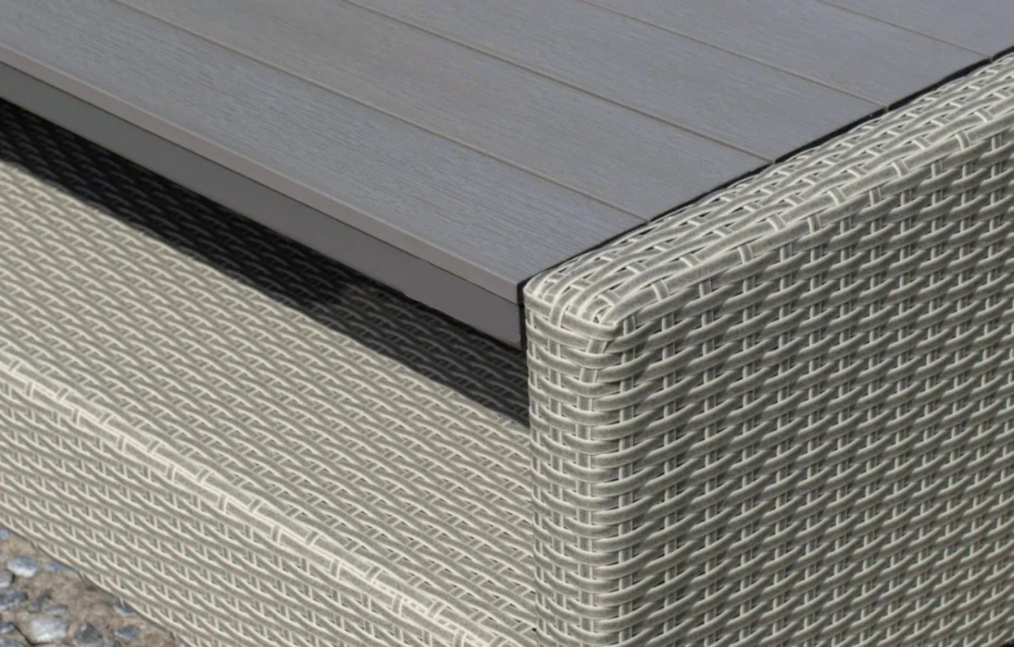 Stockholm Rattan Grey 4 Seater Garden Chaise Lounge Set with Armchair - PN Home