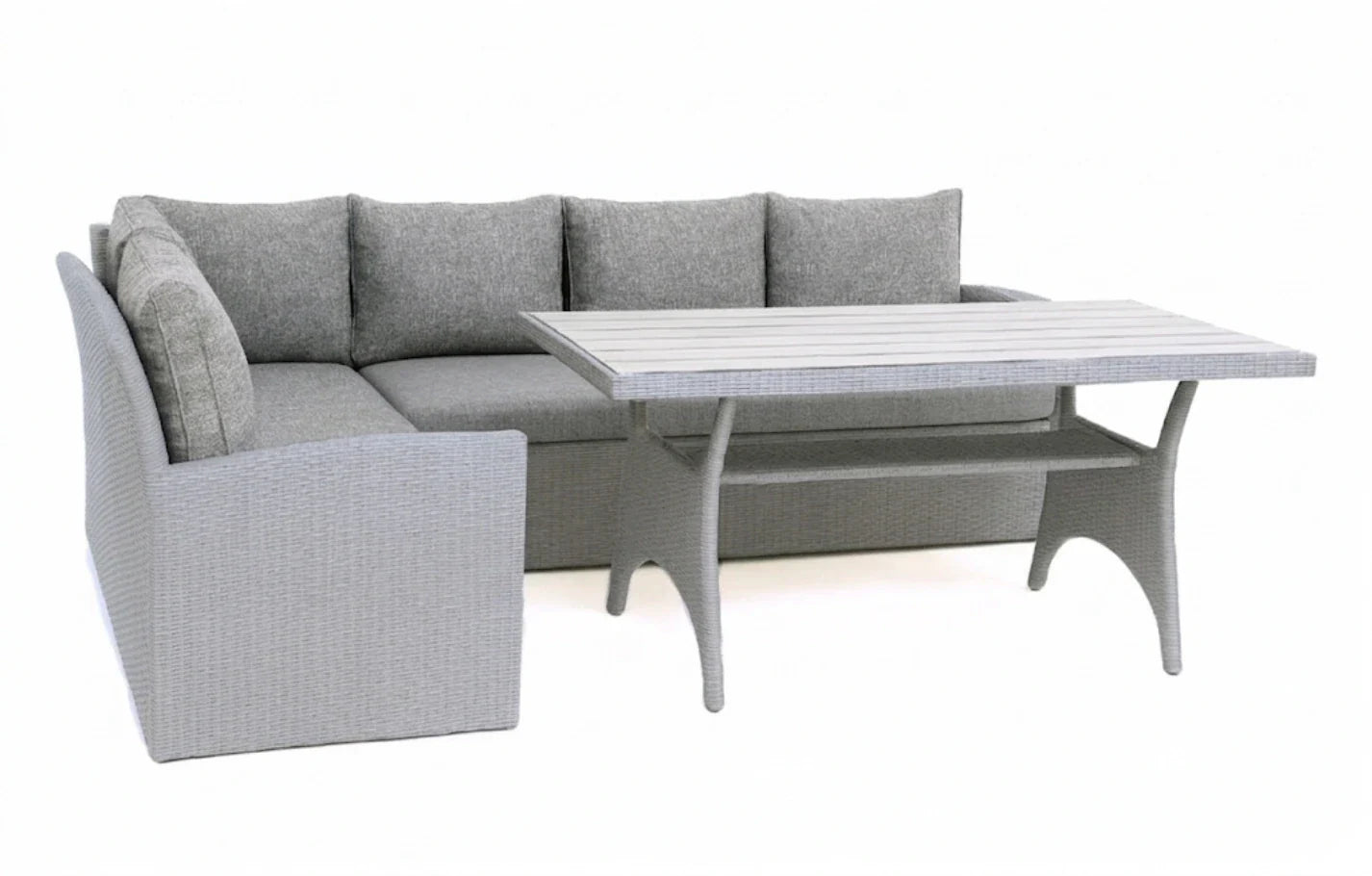 Stockholm 6 Seater Grey Rattan Corner Garden Dining and Lounge Set - PN Home
