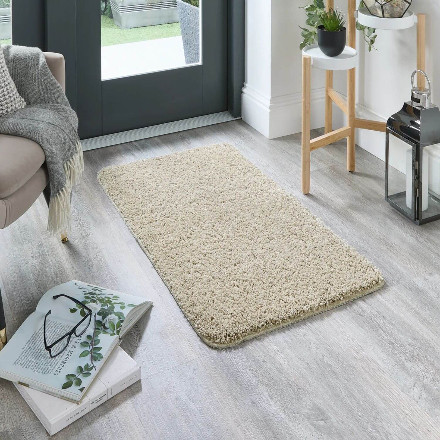 Washable Stone Shaggy Rug - PN Home