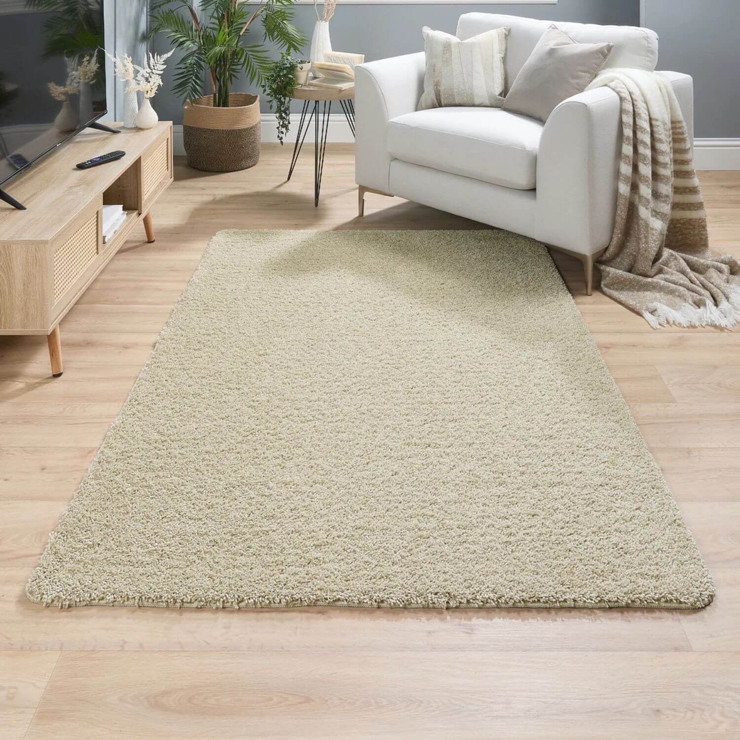 Washable Stone Shaggy Rug - PN Home