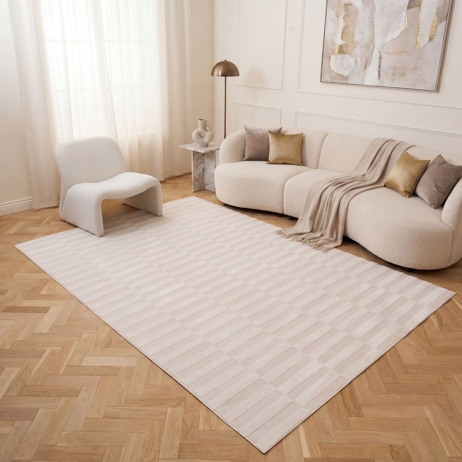 Loft Striped Cream Rug - PN Home