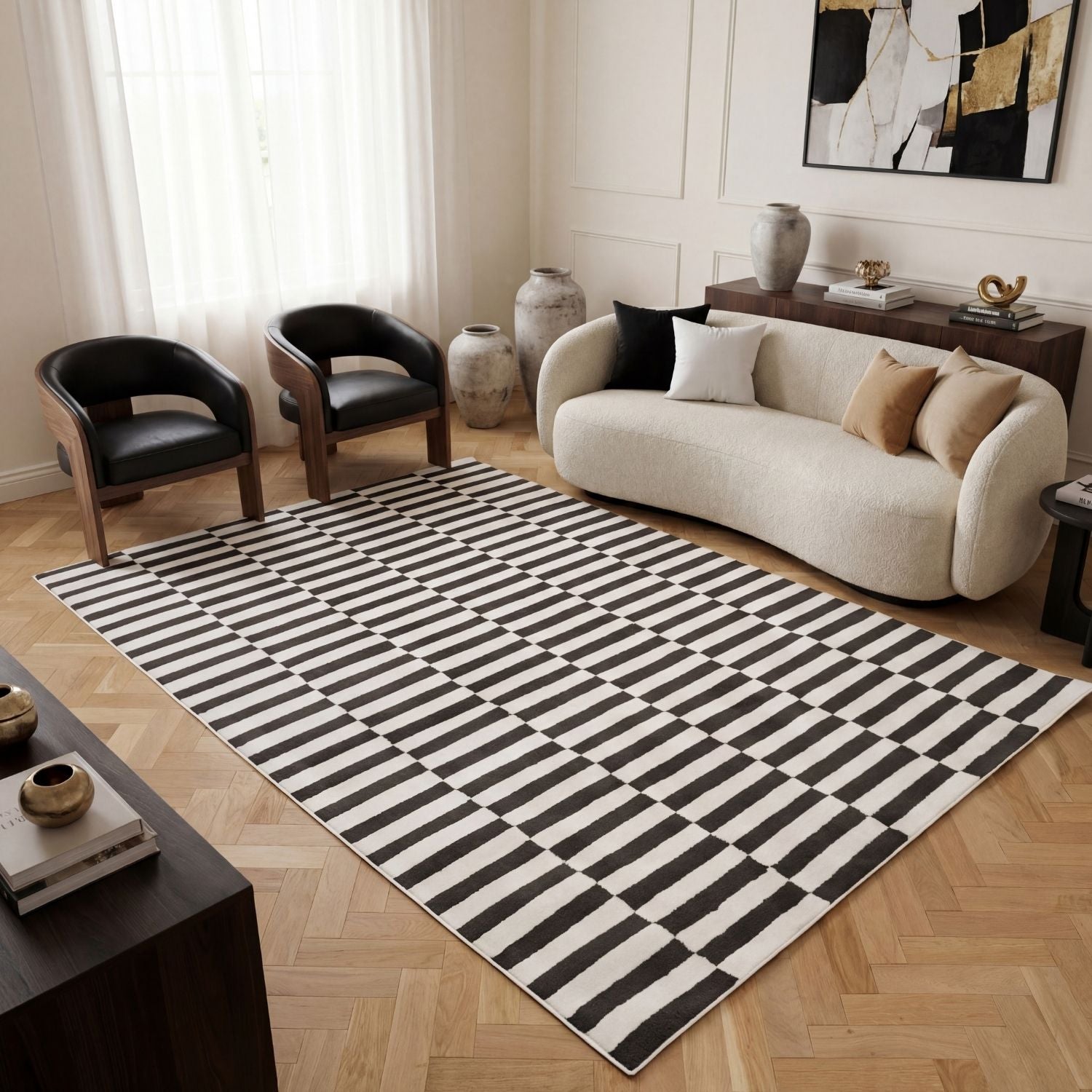 Loft Striped Dark Grey Rug - PN Home