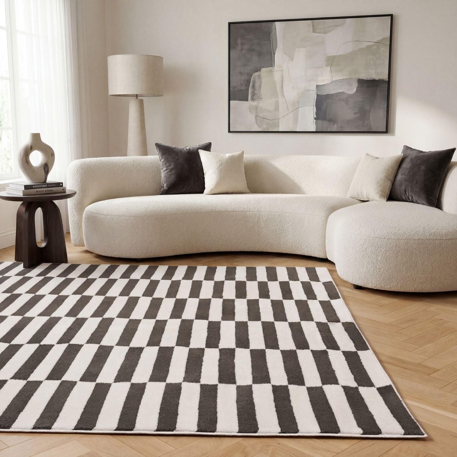 Loft Striped Dark Grey Rug - PN Home