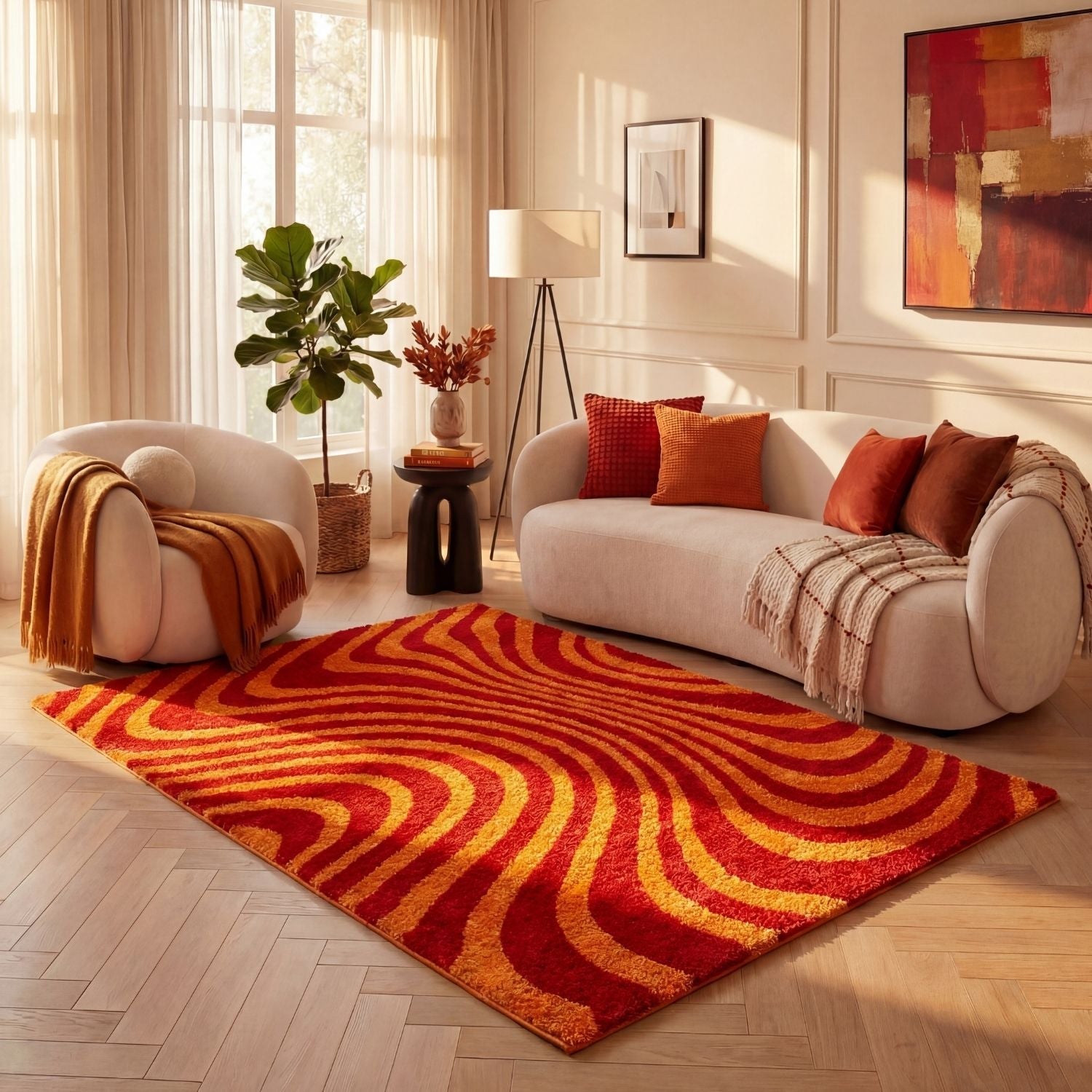 Joli Striped Red & Orange Rug - PN Home