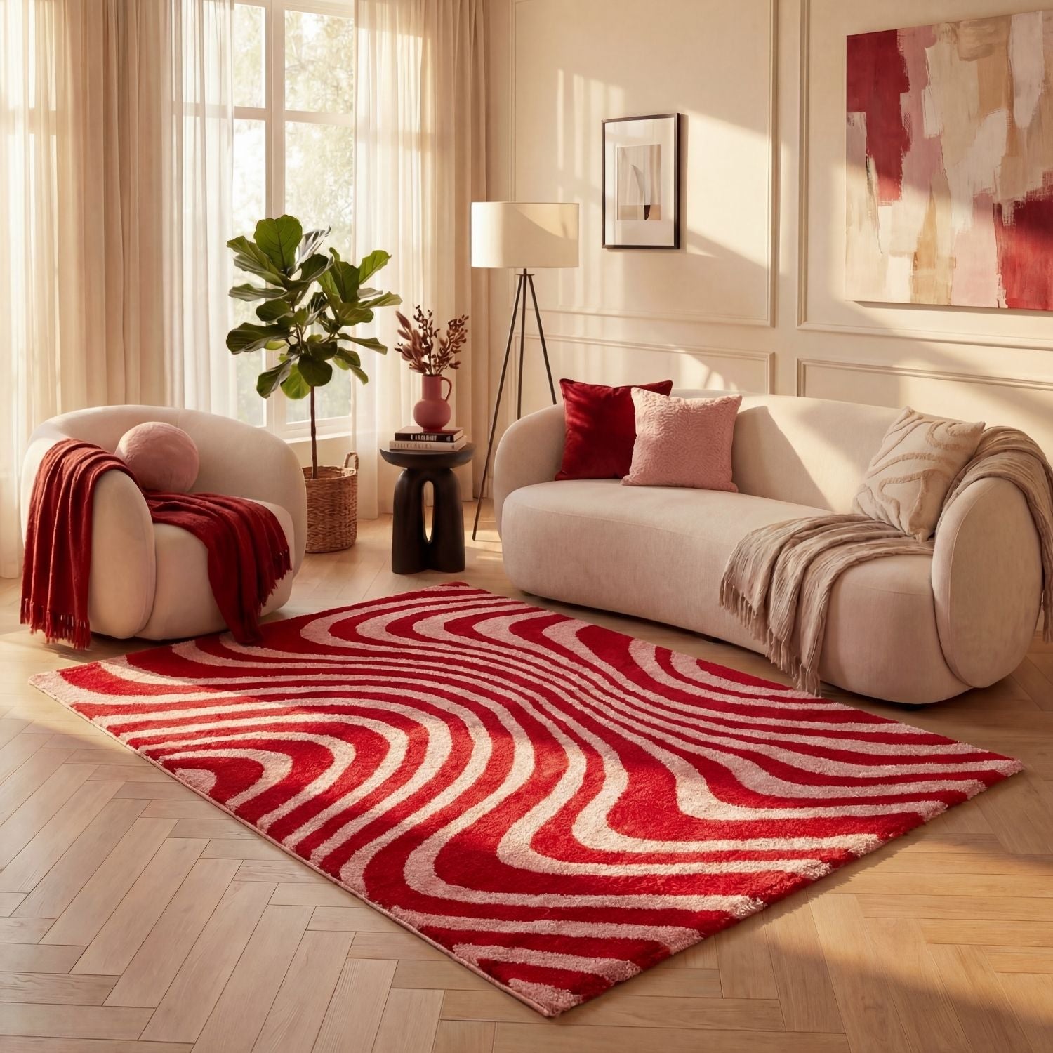 Joli Striped Red & Pink Rug - PN Home