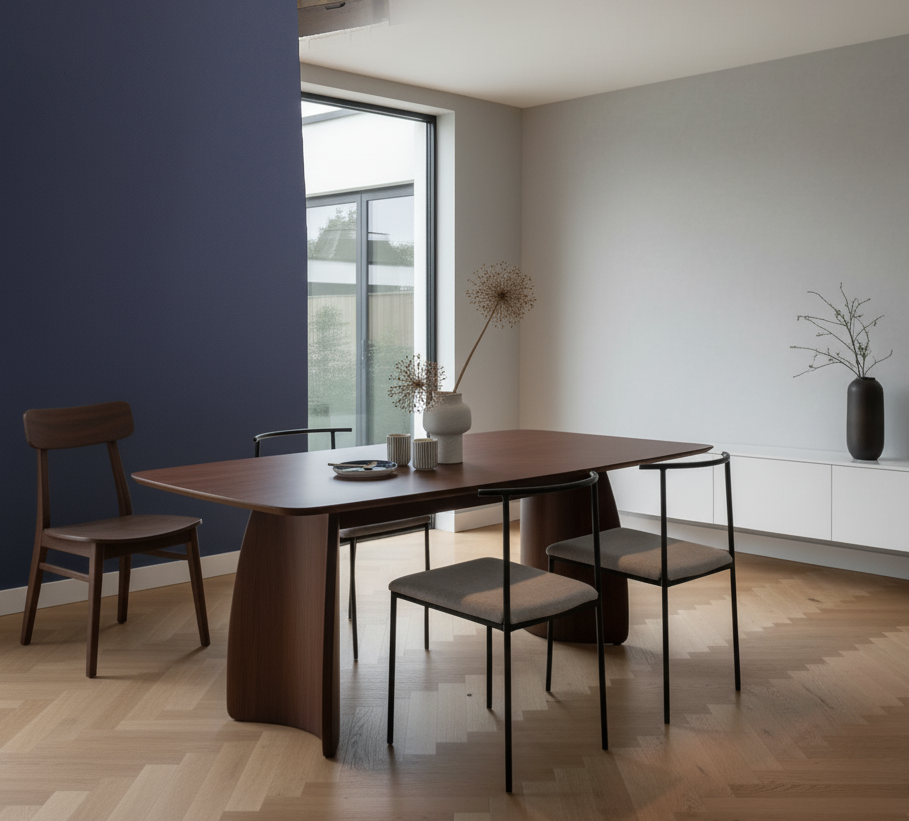 Walnut Dining Table with Curved Legs