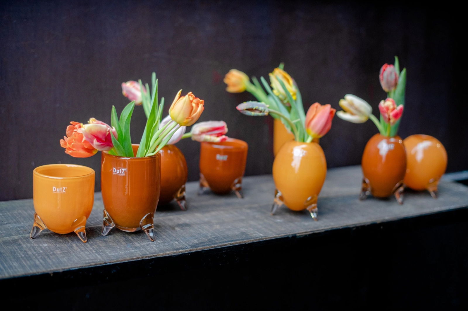 EVITA Vase with Feet - Set of 4pcs - Elegant Home Décor in Multiple Colors, Handcrafted Glass Vase, Unique Handmade Home Decoration