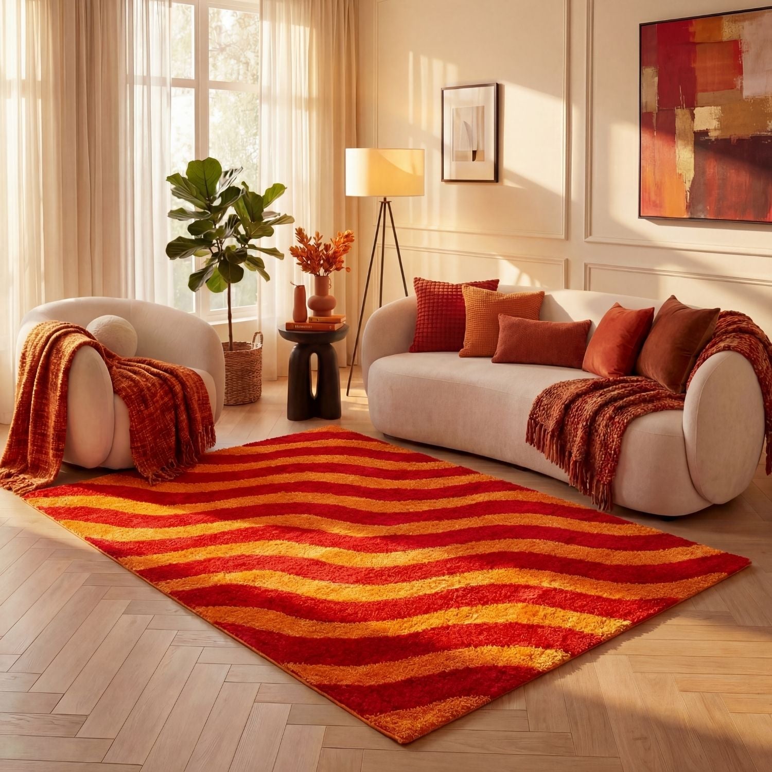 Joli Wave Red & Orange Rug - PN Home