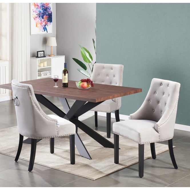 Windsor Duke Lux Dining Set Walnut Table Set 6 Dining Chairs