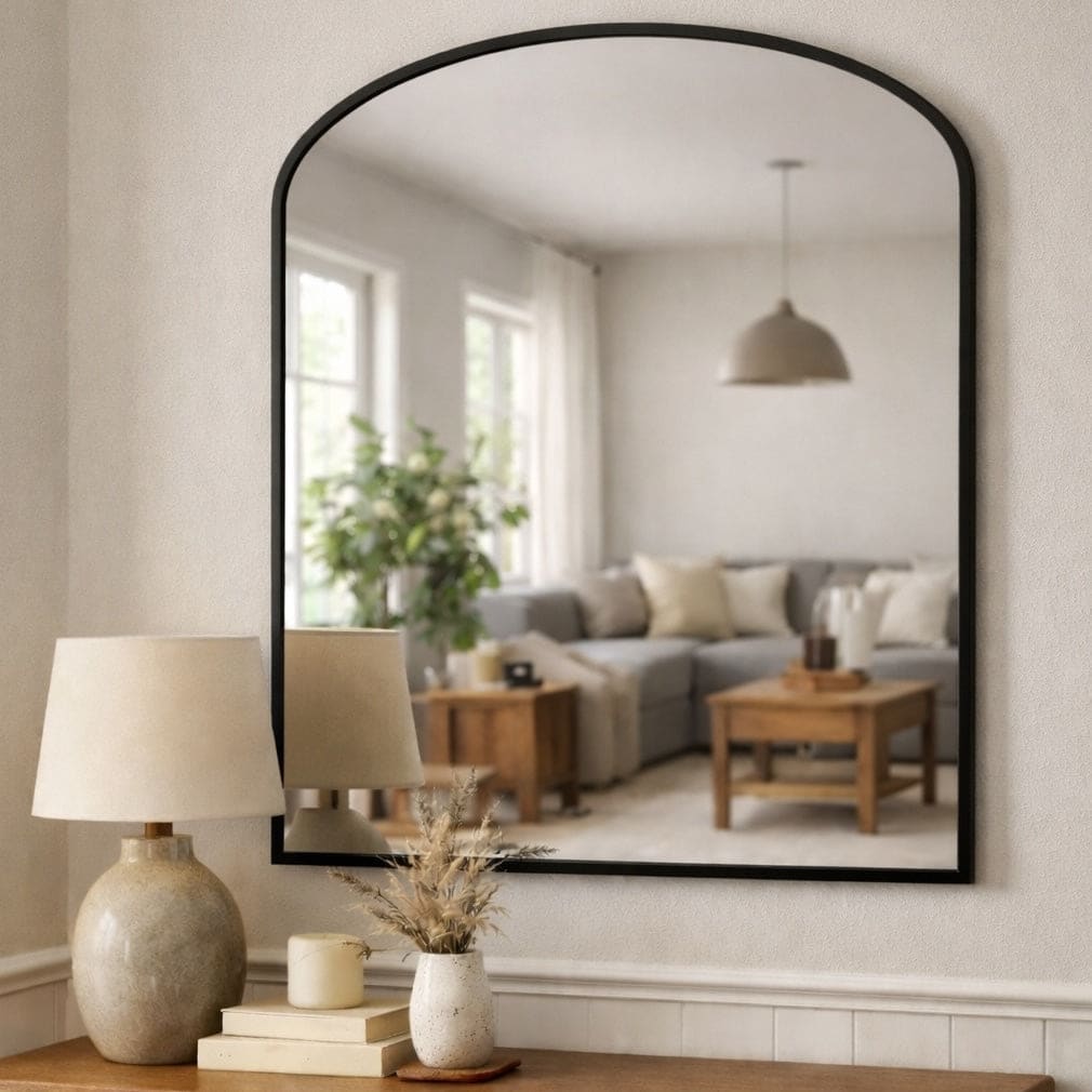 Yoko - Black Metal Gentle Arch Mirror - 120cm x 95cm - PN Home