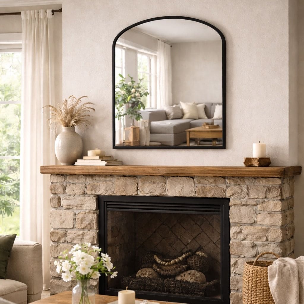 Yoko - Black Metal Gentle Arch Mirror - 120cm x 95cm - PN Home