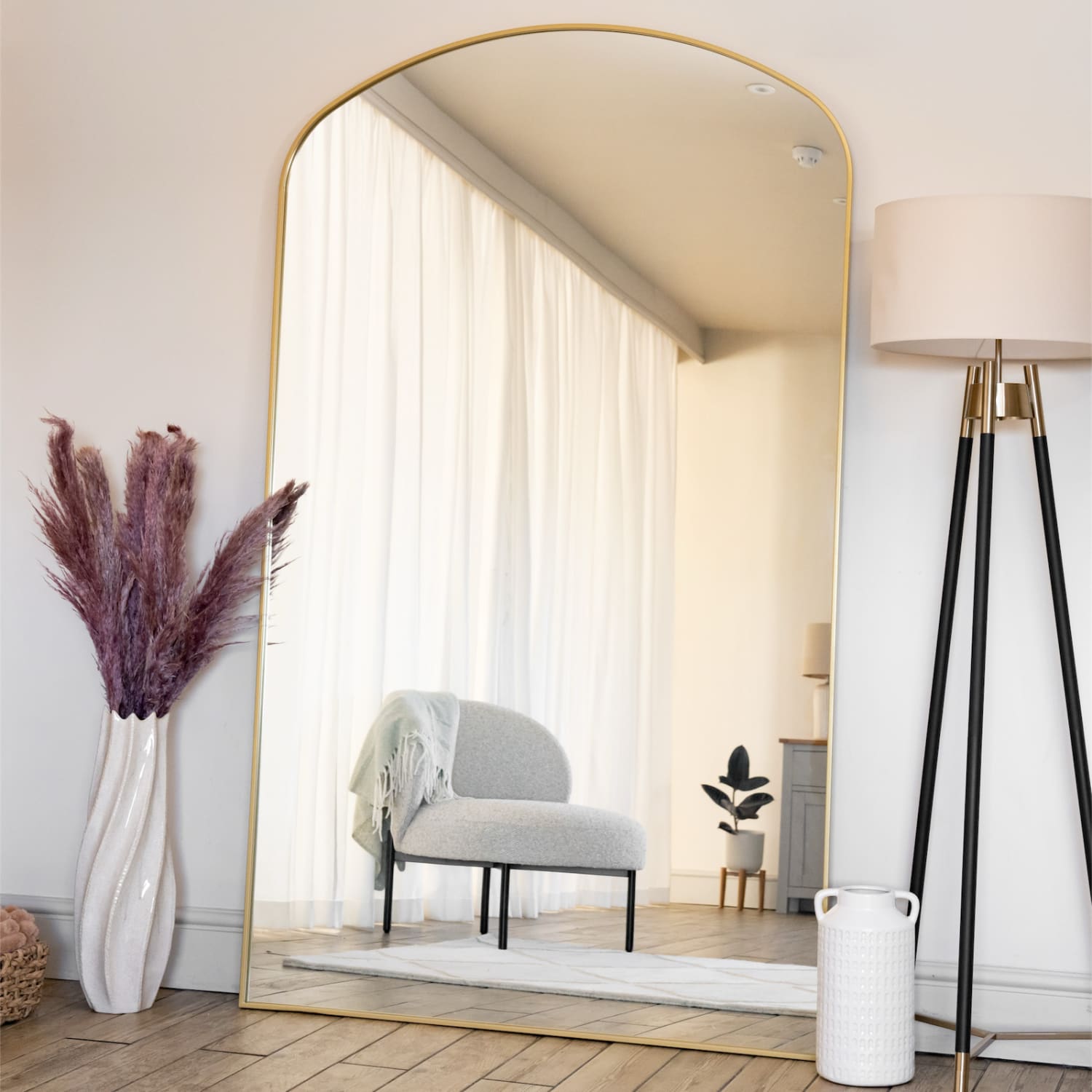 Yoko Full Length Metal Gentle Arch Mirror 180cm x 90cm.